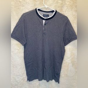 Kenneth Cole Mens Size M Knit Henley Shirt Colorblocked Collar